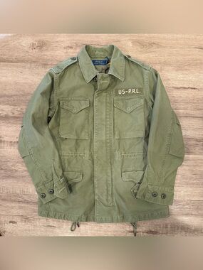 XS Polo Ralph Lauren Women's Military Field Jacket Olive Green M-65 Twill US PRL